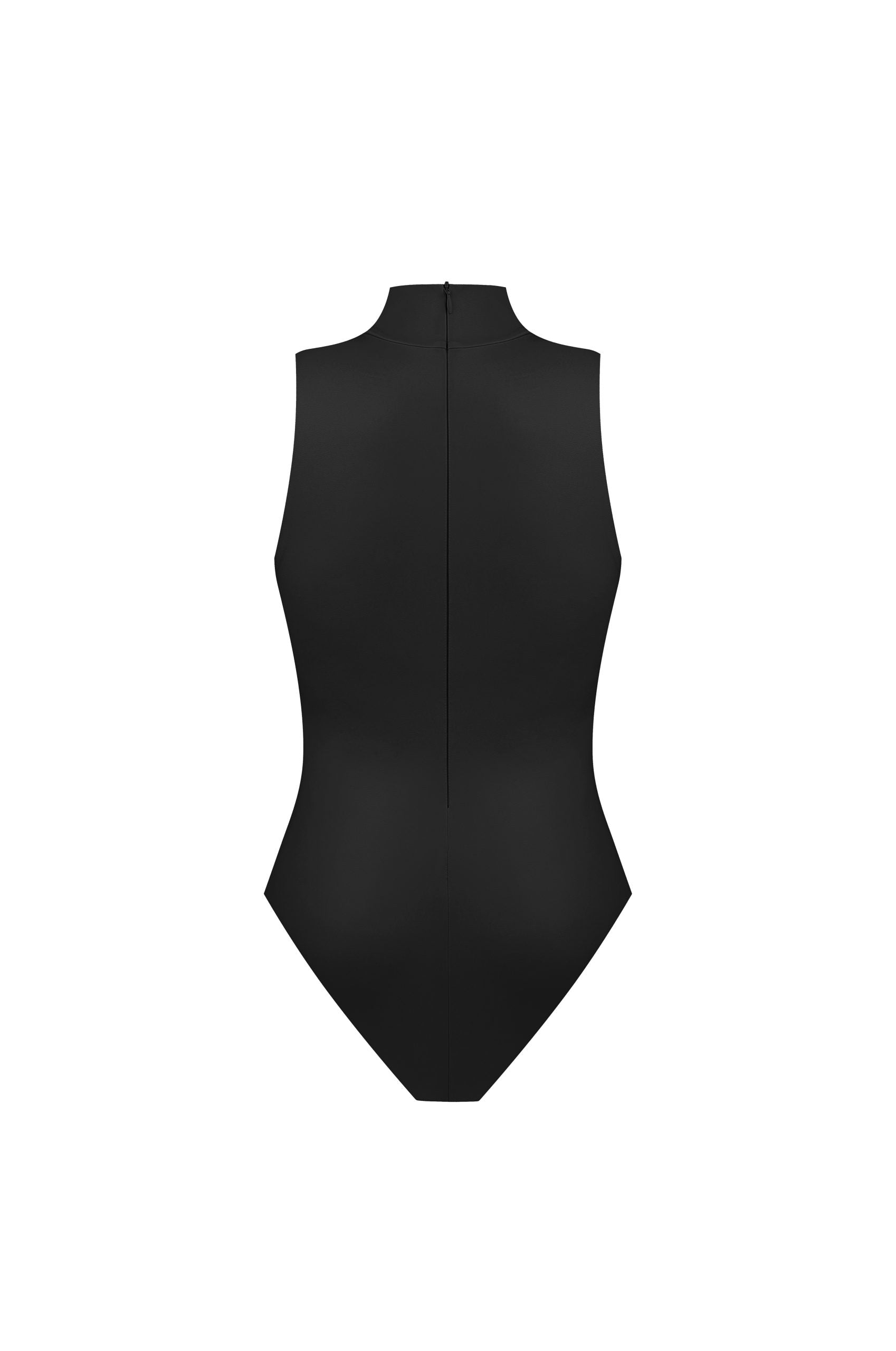 Vegan Leather Turtleneck Bodysuit Black