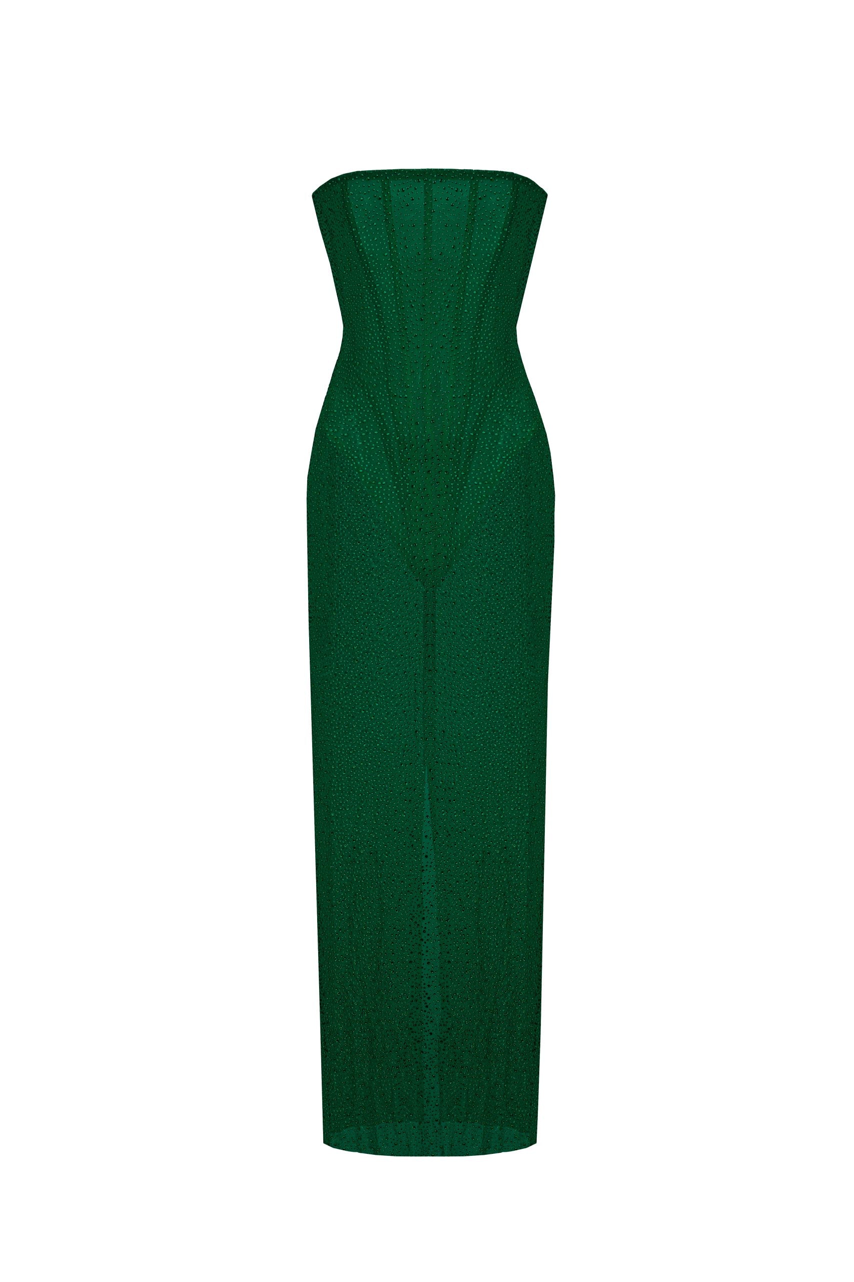 Crystal Corset Dress Emerald - Gold / S Crystal Corset Dress Emerald - Gold / S