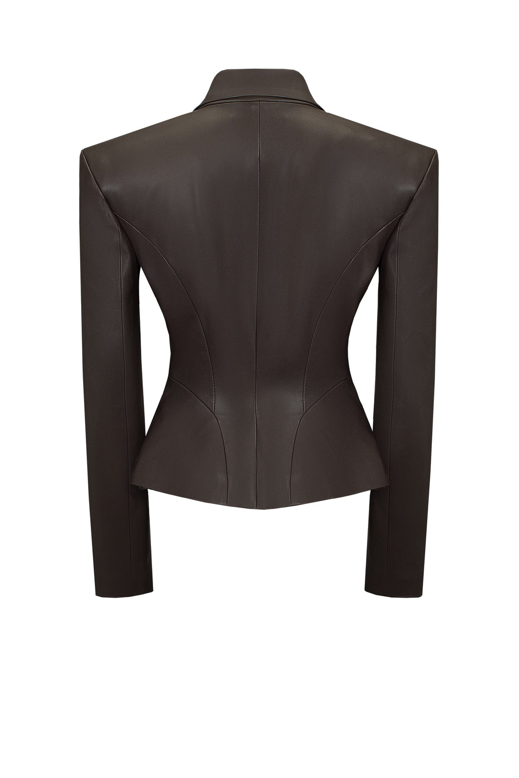 Sculpted Leather Blazer Brown