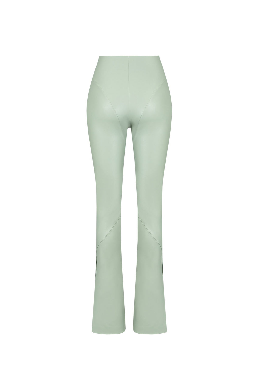 Vegan Leather Sculpting Flared Pants Sage Green
