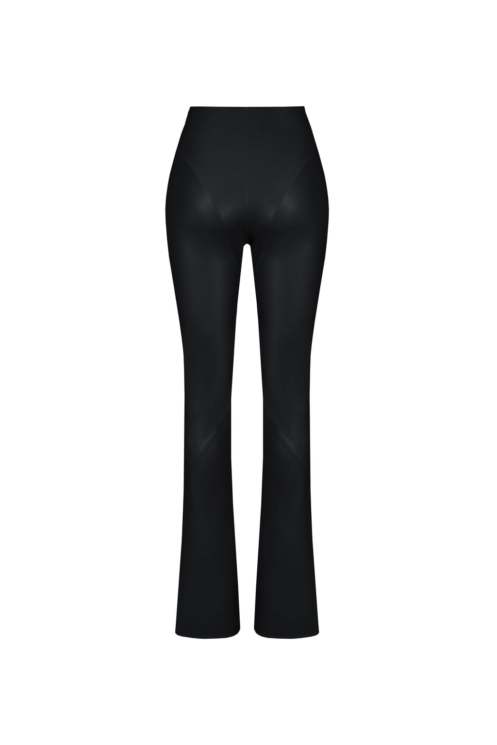 Vegan Leather Sculpting Flared Pants Black
