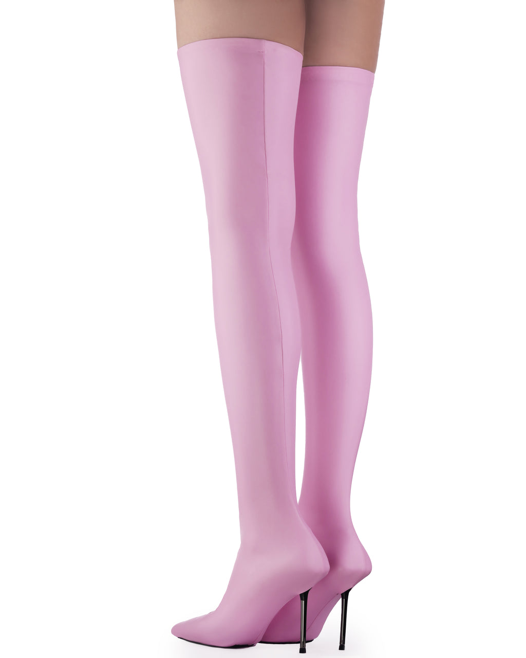 V-Toe Vegan Leather Boot Stockings Pale Pink