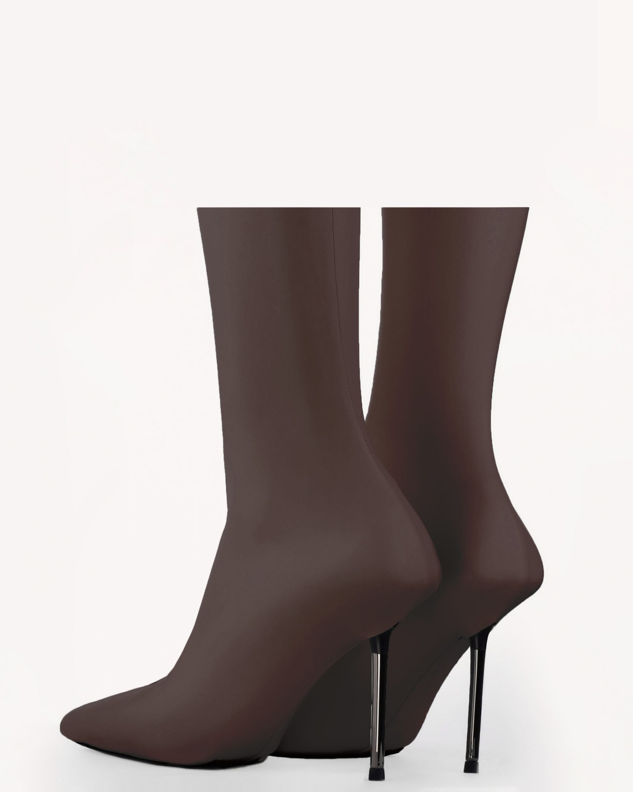 V-Toe Vegan Leather Boot Socks Brown