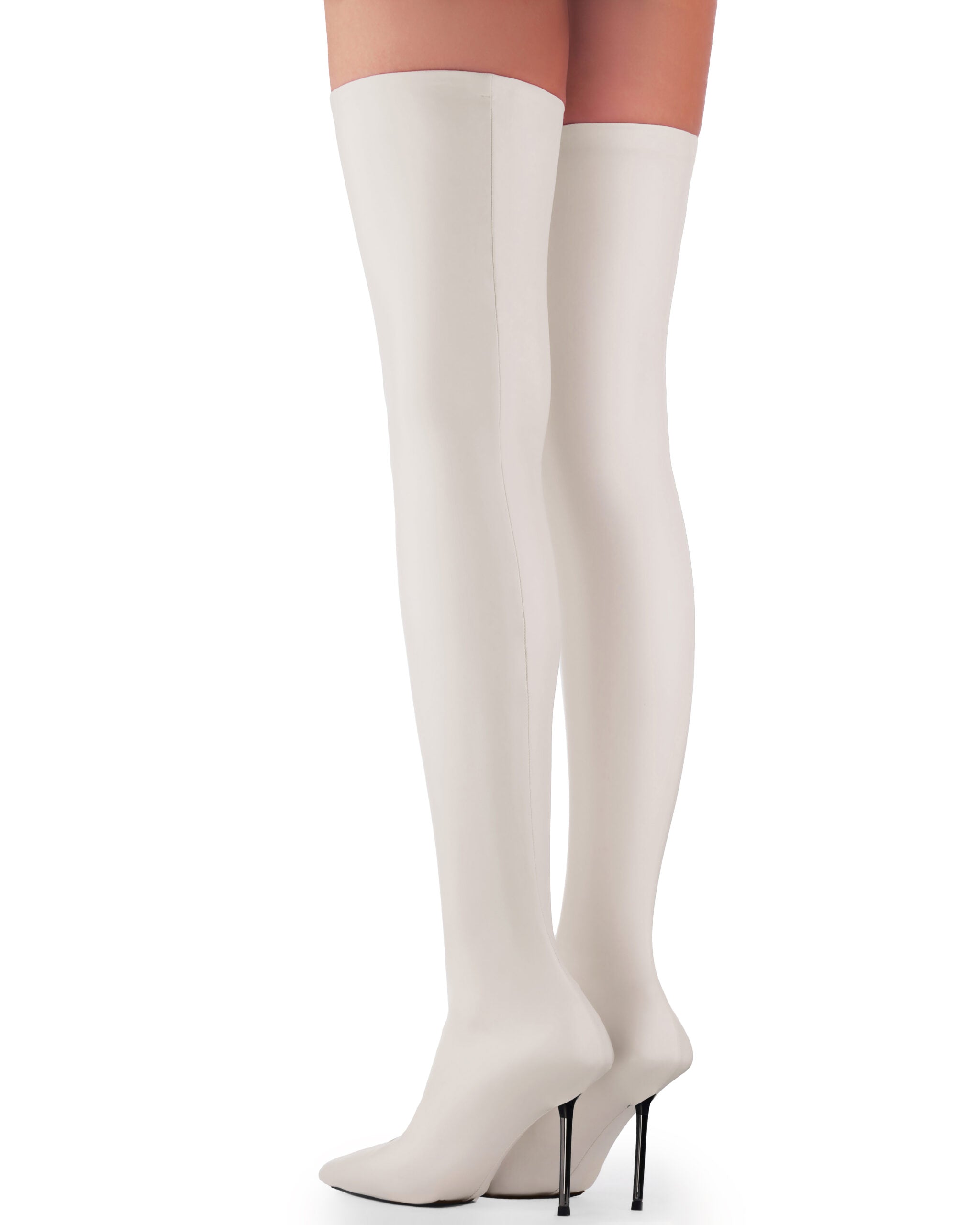 V-Toe Vegan Leather Boot Stockings Ecru