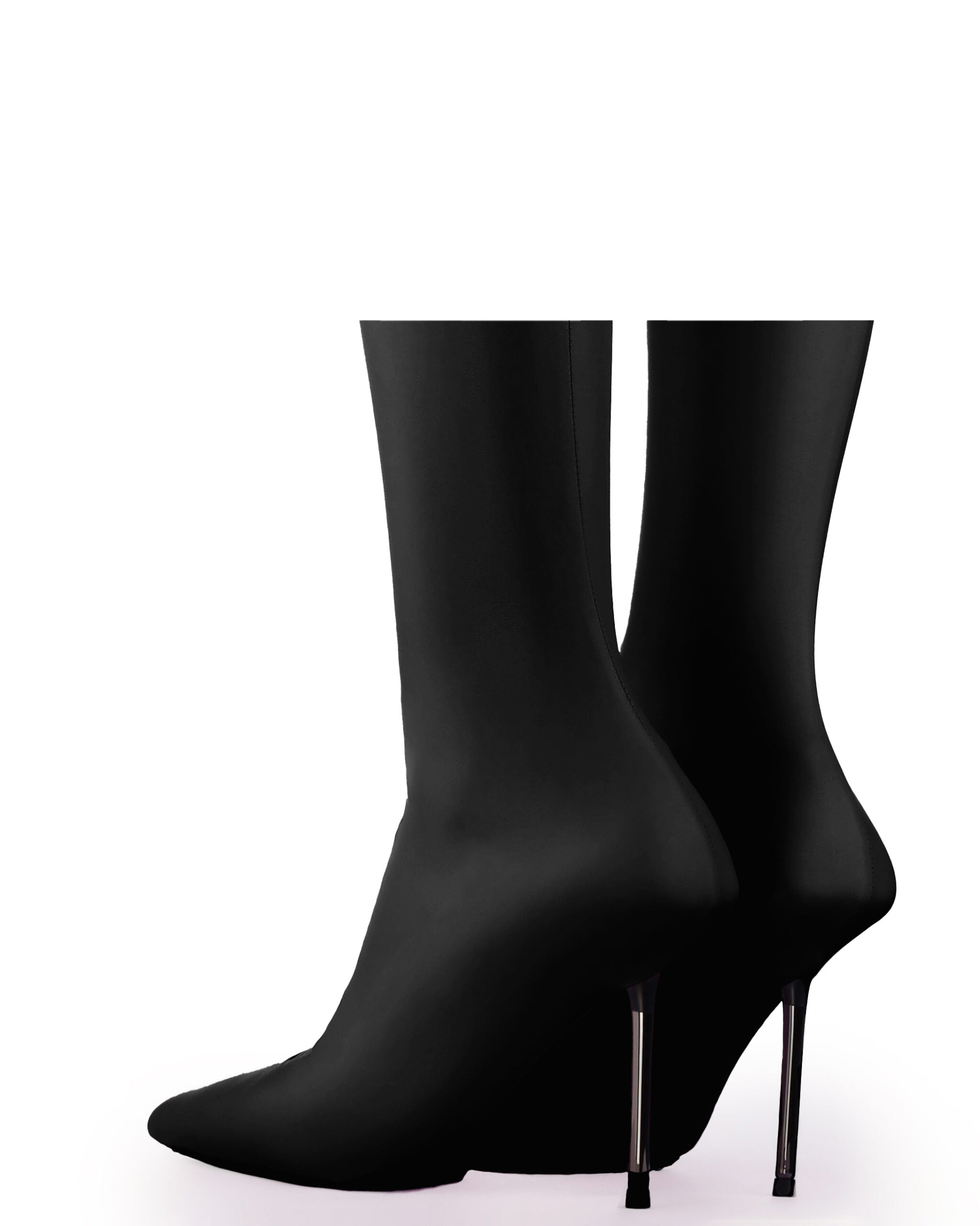 V-Toe Vegan Leather Boot Socks Black