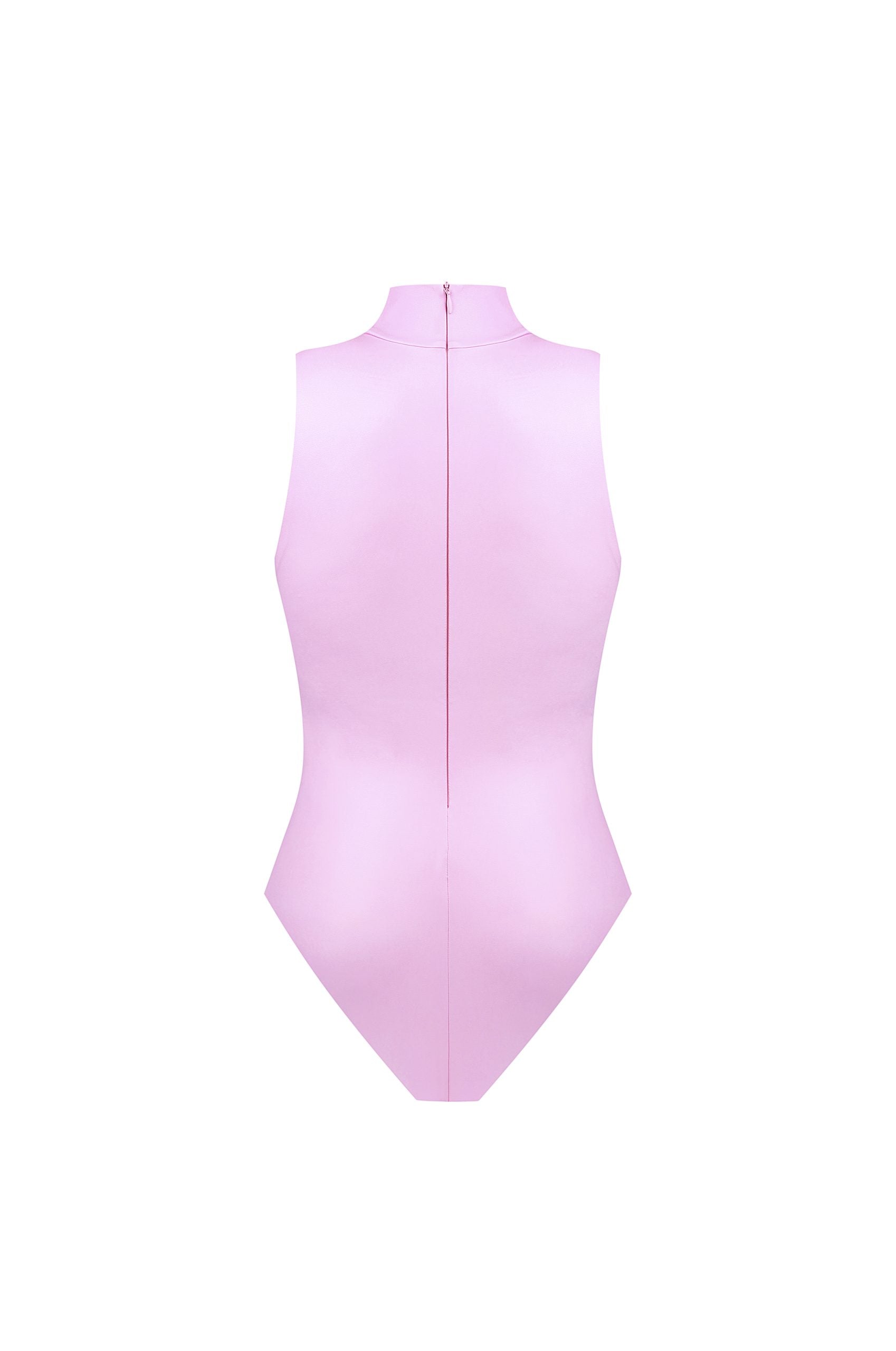 Vegan Leather Turtleneck Bodysuit Pink