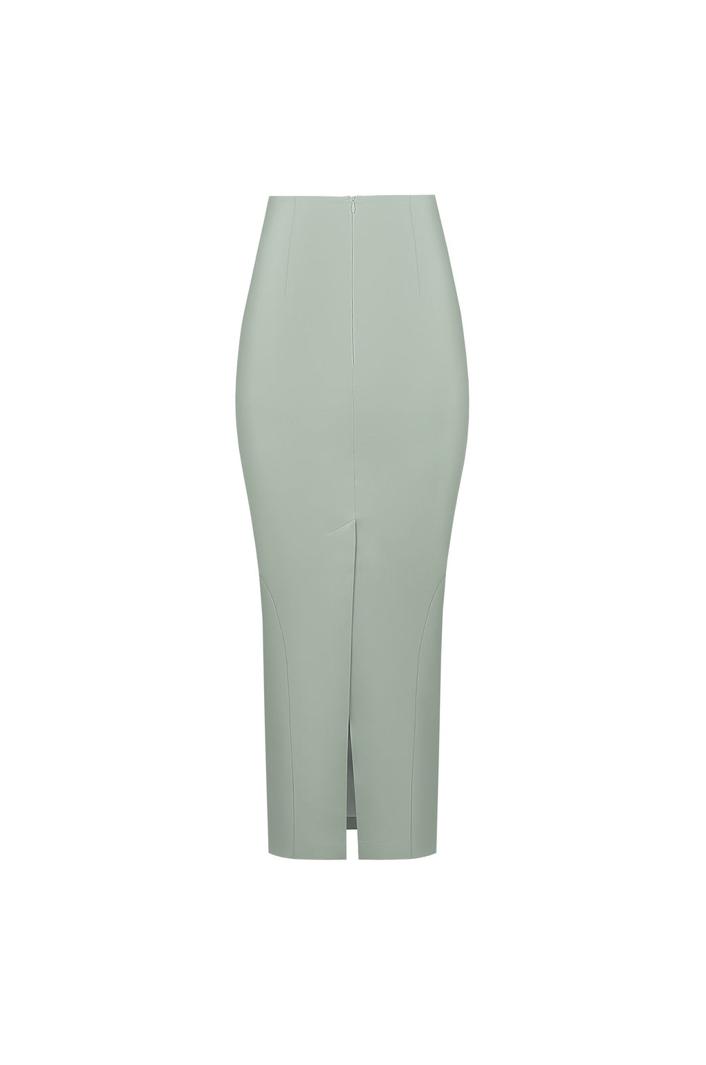 Vegan Leather Sculpting Midi Skirt Sage Green