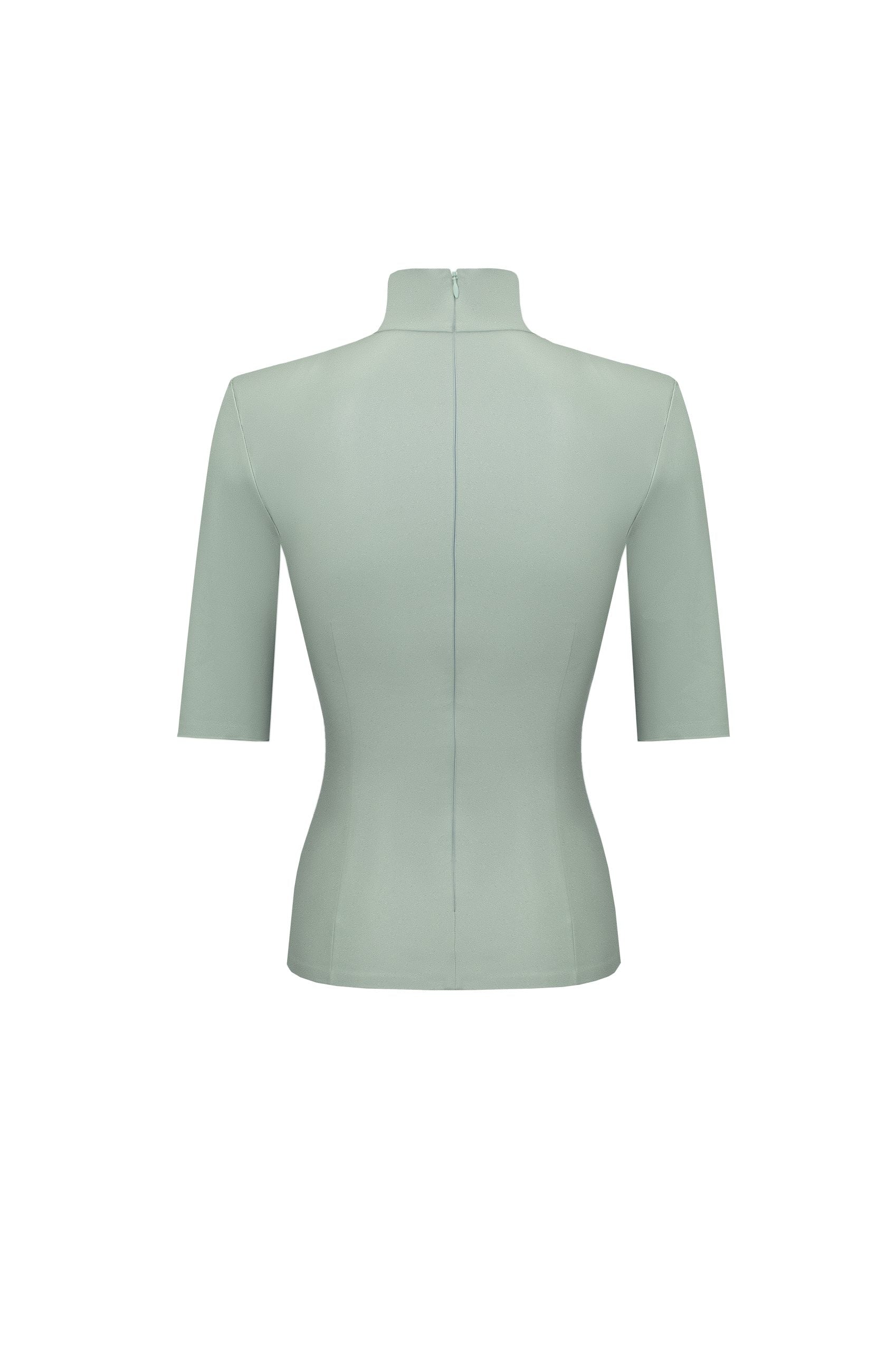 Vegan Leather Short Sleeve Top Sage Green