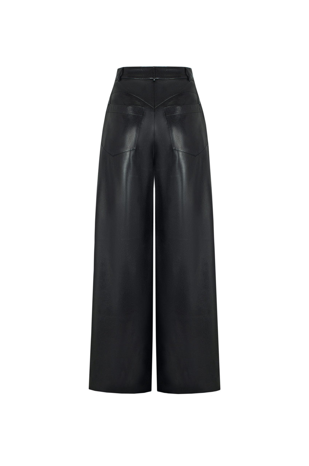 Vegan Leather Wide Leg Pants Black