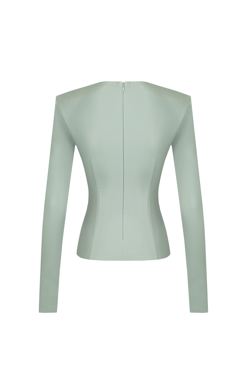 Vegan Leather Long Sleeve Top Sage Green