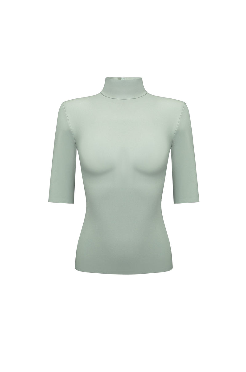 Vegan Leather Short Sleeve Top Sage Green