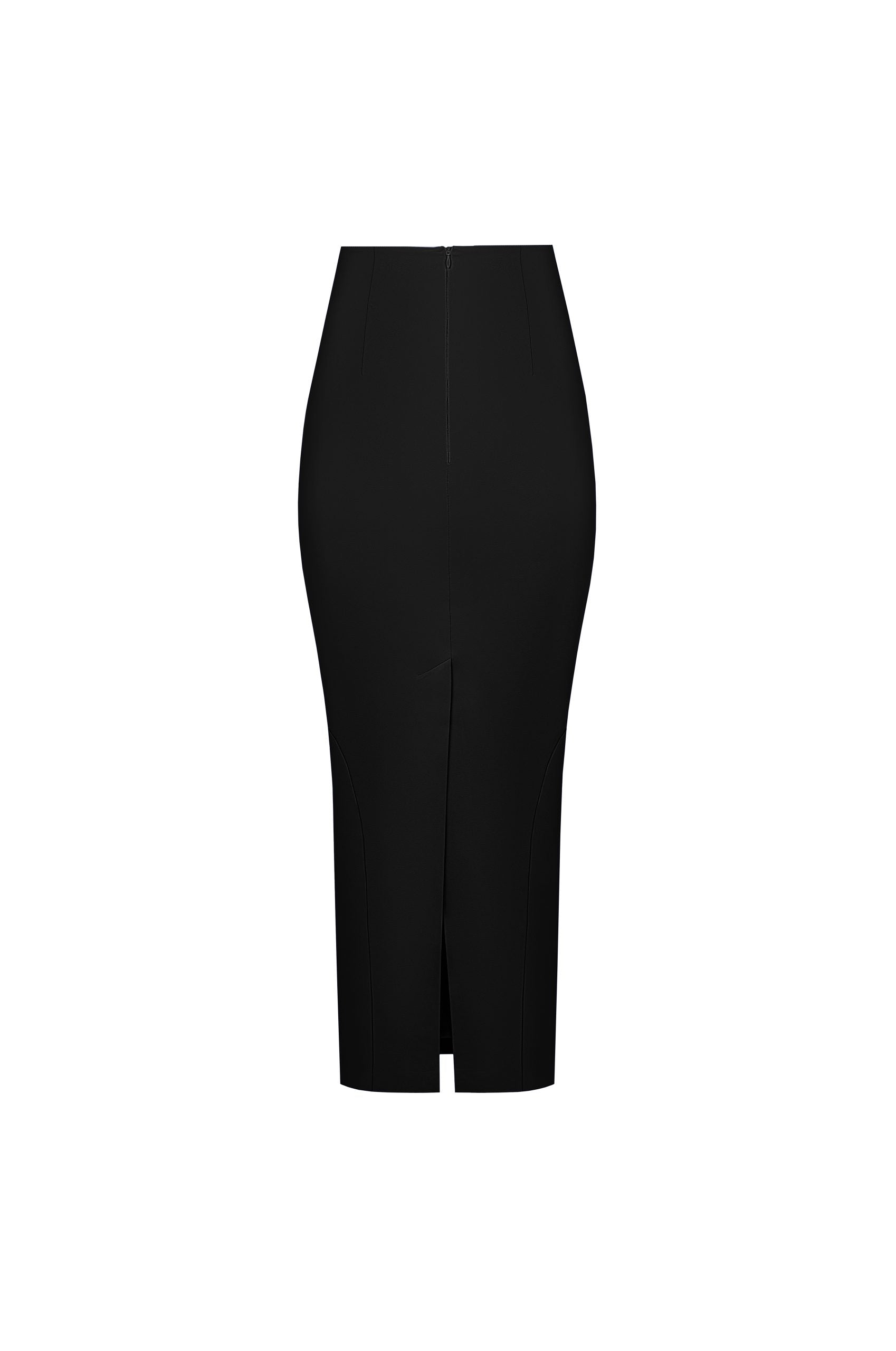 Vegan Leather Sculpting Midi Skirt Black