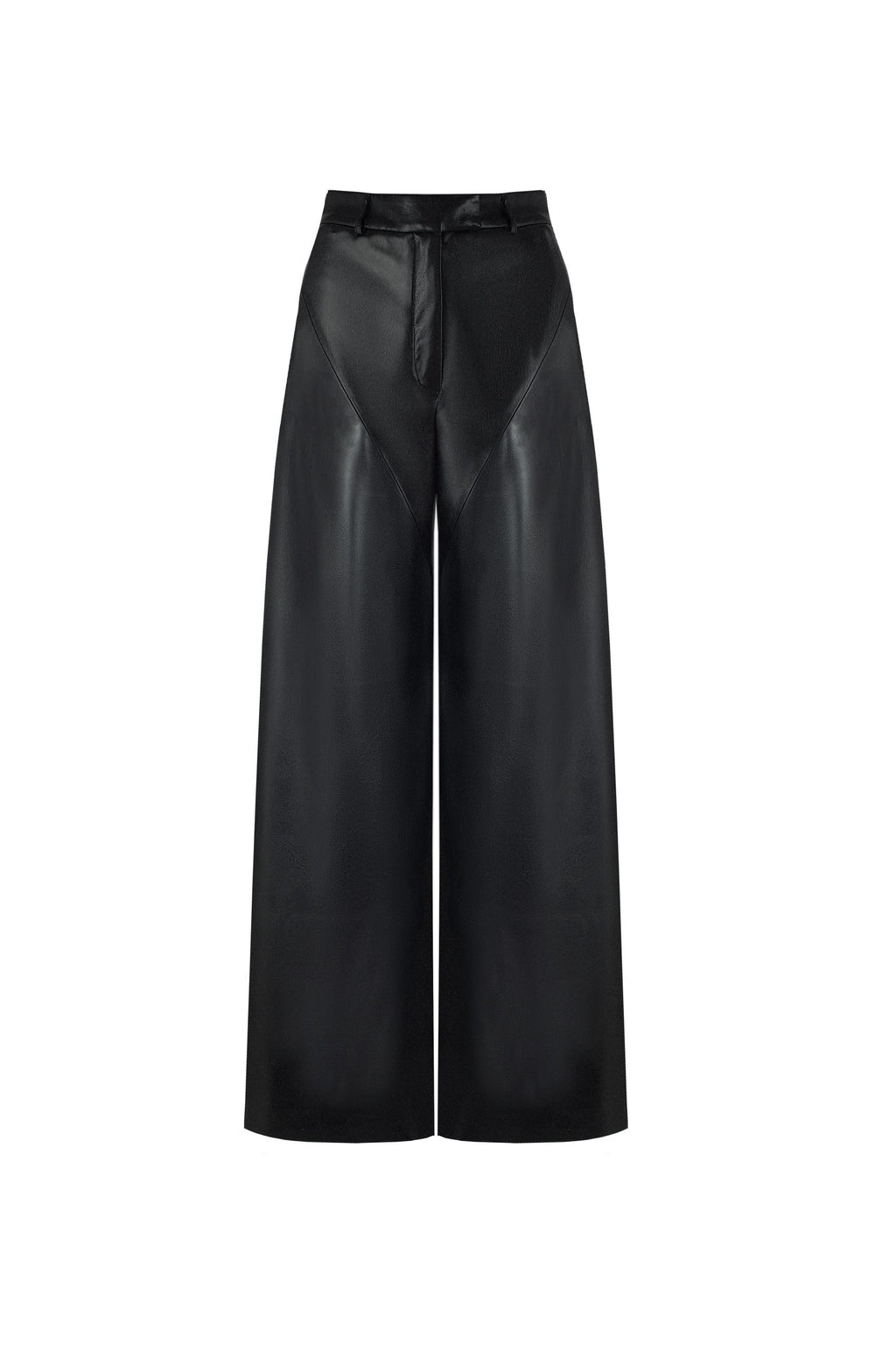 Vegan Leather Wide Leg Pants Black
