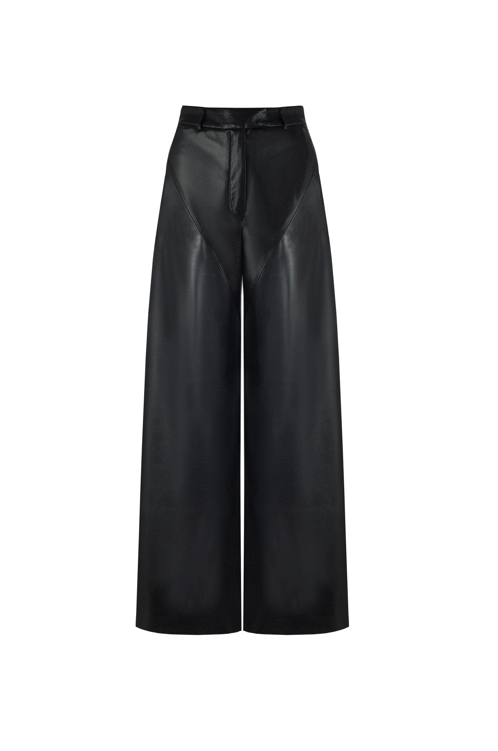 Vegan Leather Wide Leg Pants Black