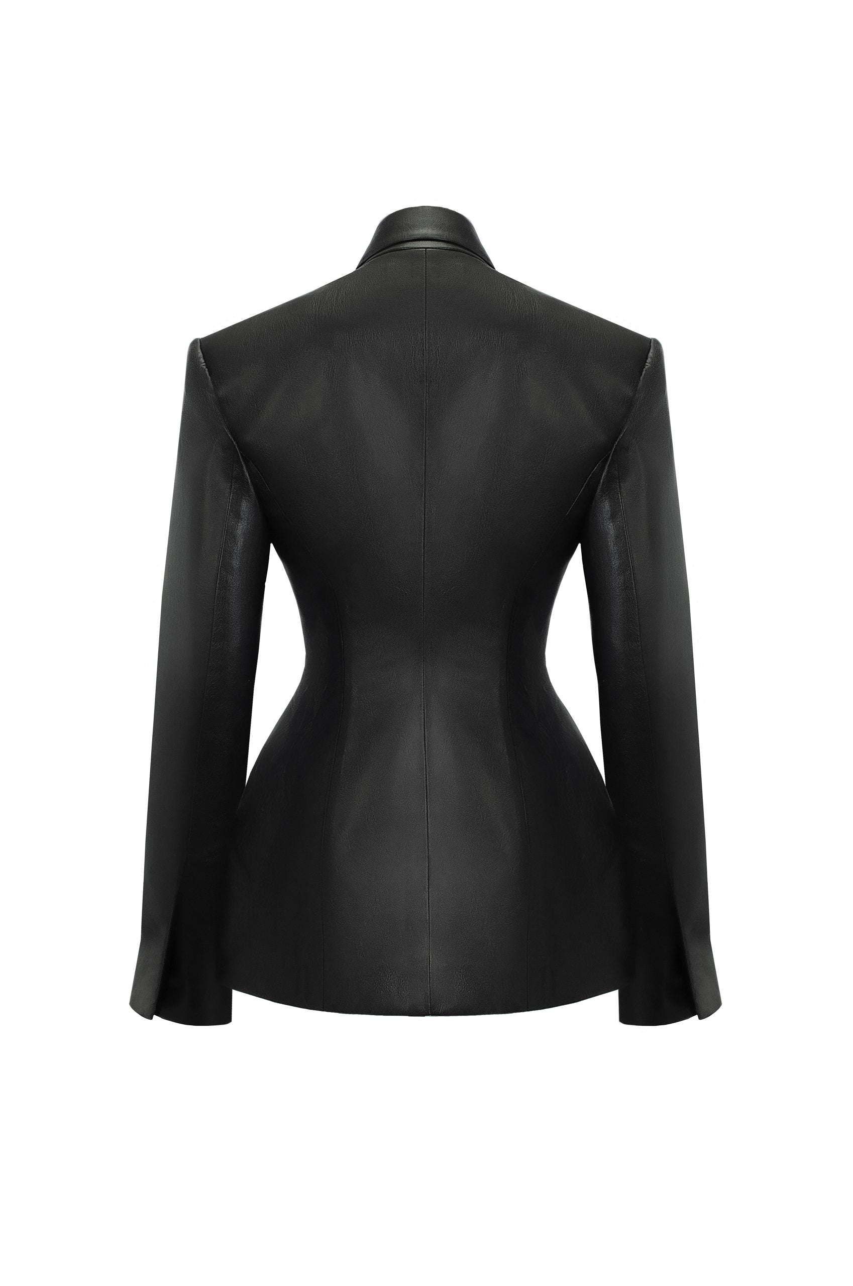 Vegan Leather Hourglass Blazer Black