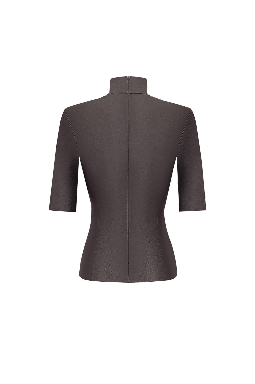 Vegan Leather Short Sleeve Top Brown