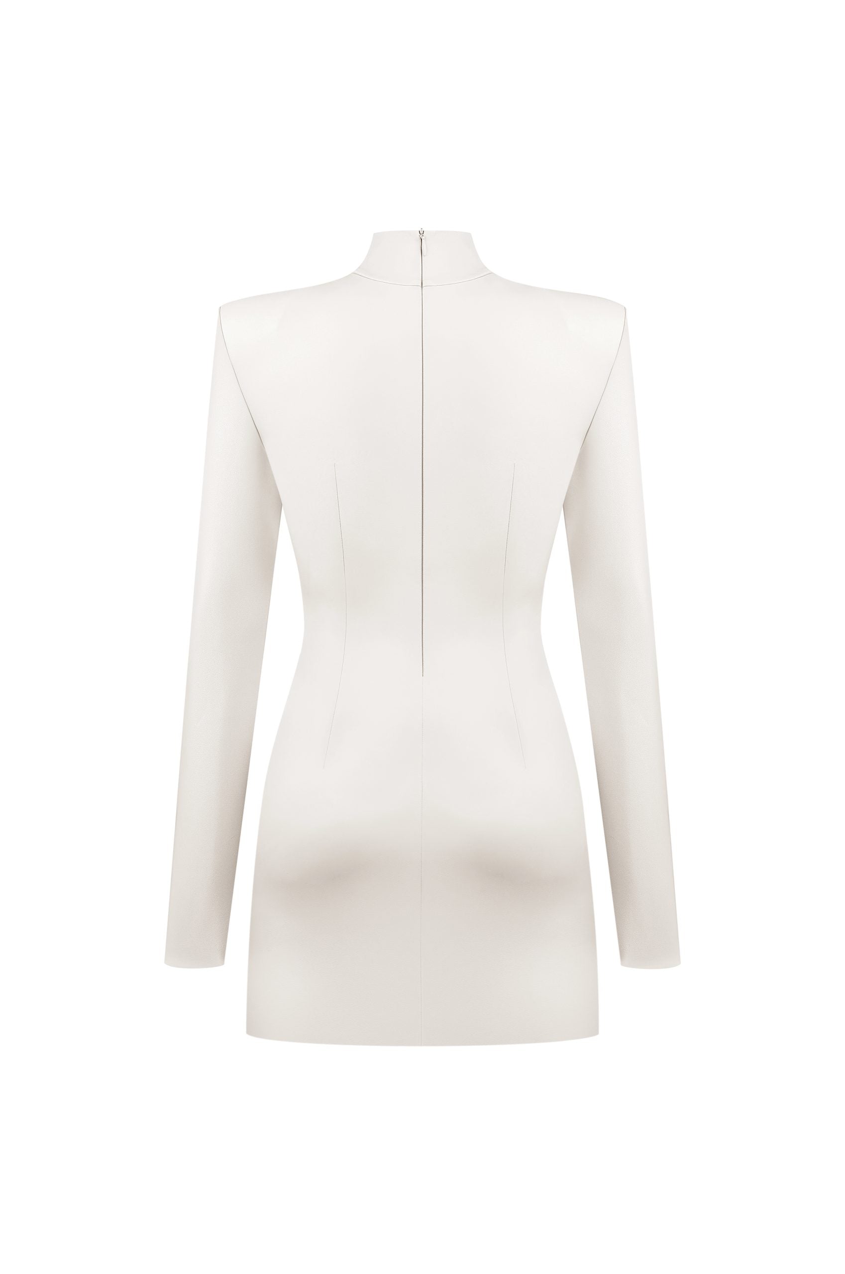 Vegan Leather Hourglass Mini Dress Ecru