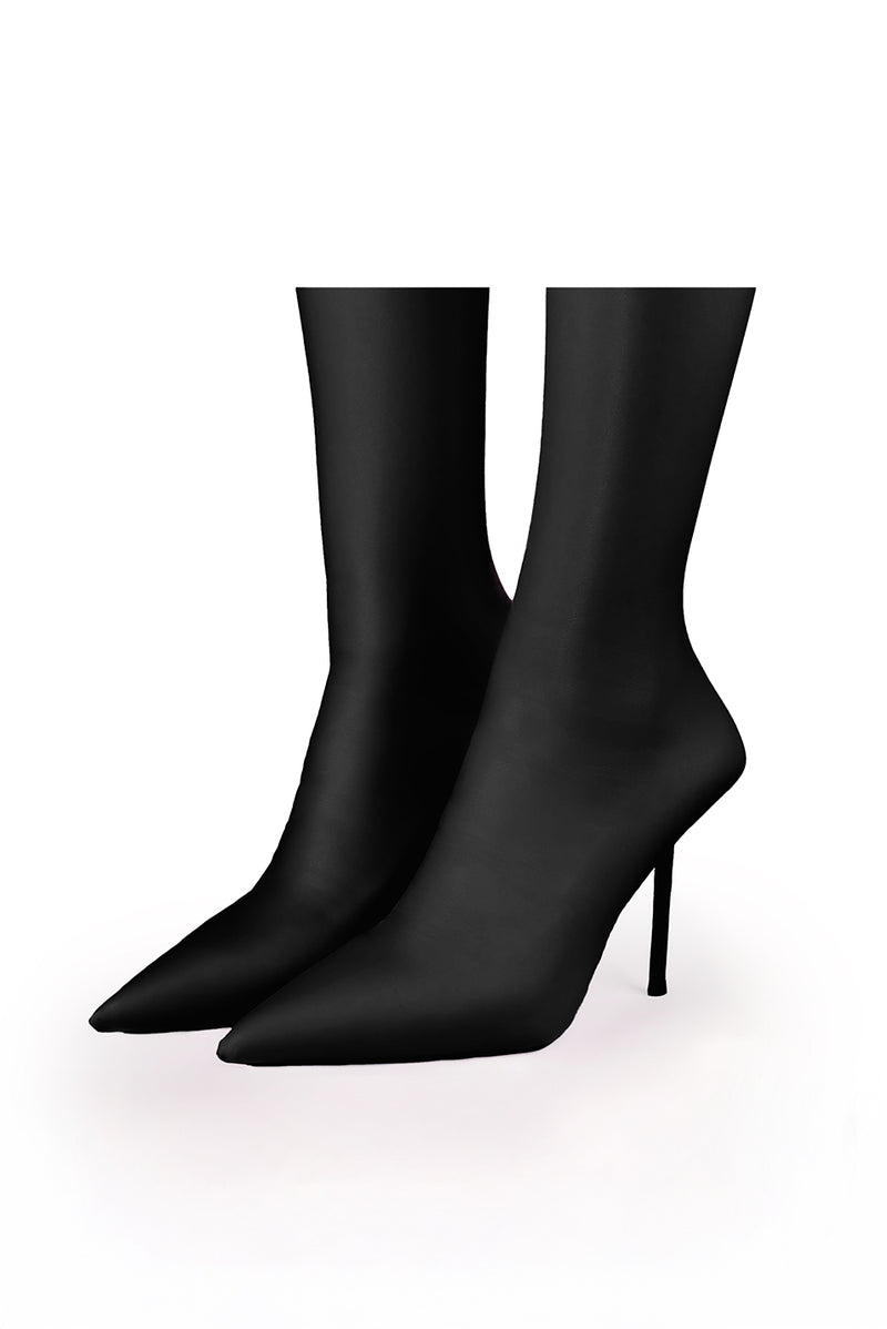 V-Toe Vegan Leather Boot Socks Black