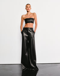 Vegan Leather Bandeau Top Black