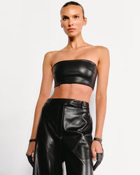 Vegan Leather Bandeau Top Black