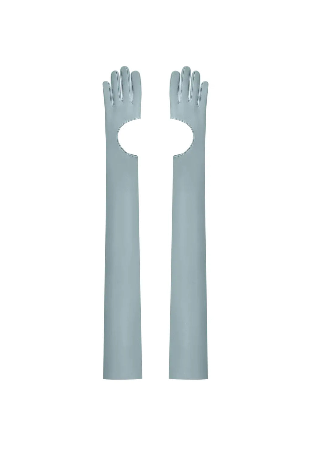 Vegan Leather Long Gloves Slate blue - product view 1