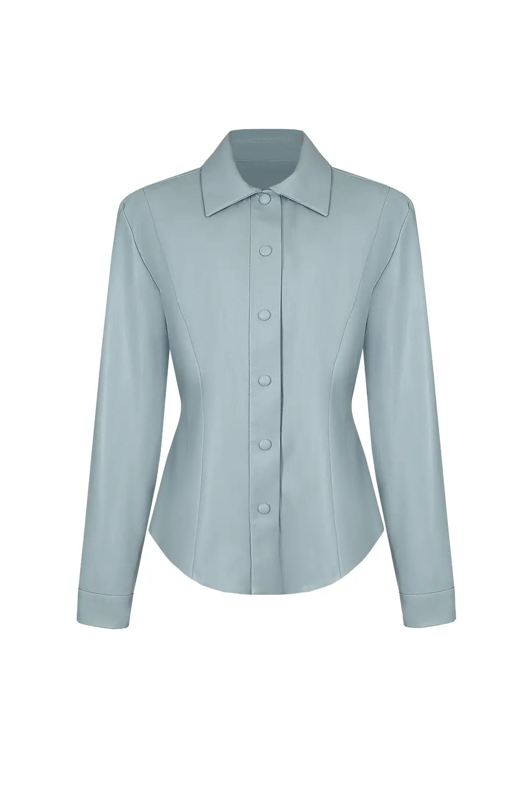 Vegan Leather Sculpted Shirt Slate blue - product view 2