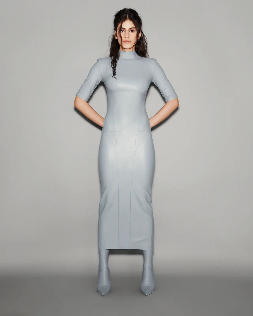Vegan Leather Sculpted Top Slate blue - lookbook 1